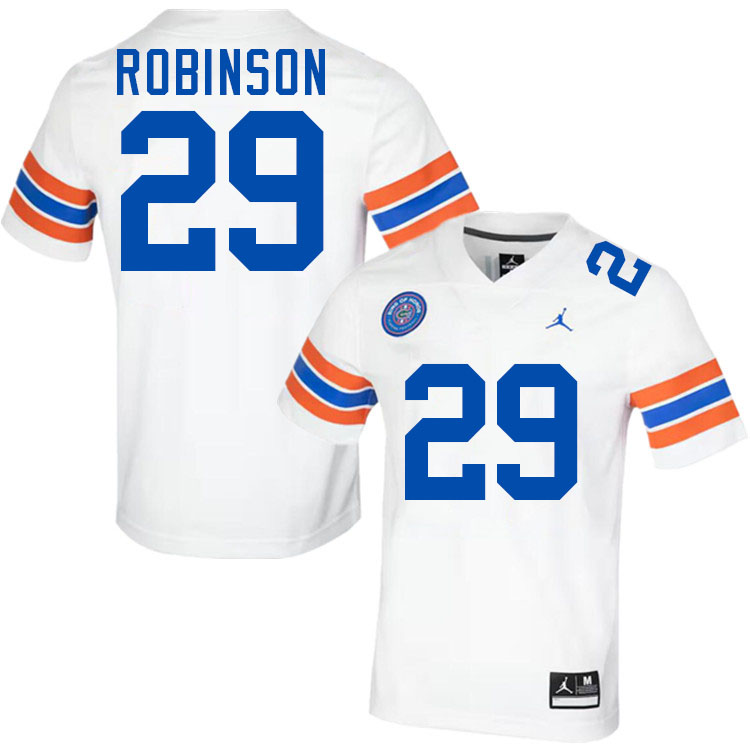 #29 Jaden Robinson Gators Jersey,Florida Gators College Football Jerseys Stitched-Throwback White #29 Jaden Robinson Gators Jersey,Florida Gators College Football Jerseys Stitched-Throwback White